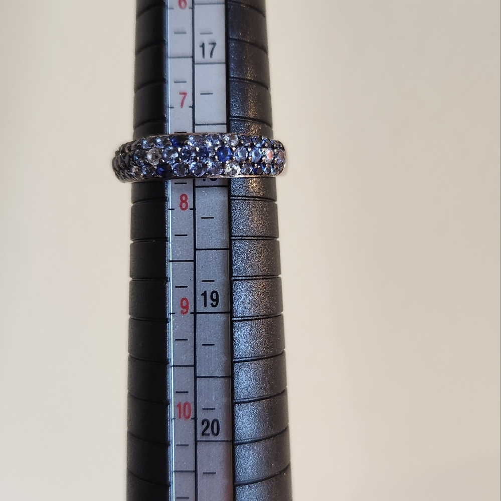 Suzy Levian Sterling Silver Sapphire & Diamond Accent Pave Band Ring - Picture 5 of 16